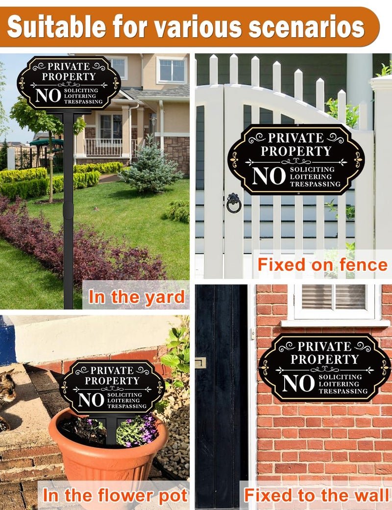 Multiwins No Soliciting Sign for House with Stake - Adjustable Height - 12.7 x 6.6 Inch/36 Inch High - 50-mil Thick Aluminum -Metal No Soliciting Yard Sign for Home/Front Door and Business (White-01) - Image 5