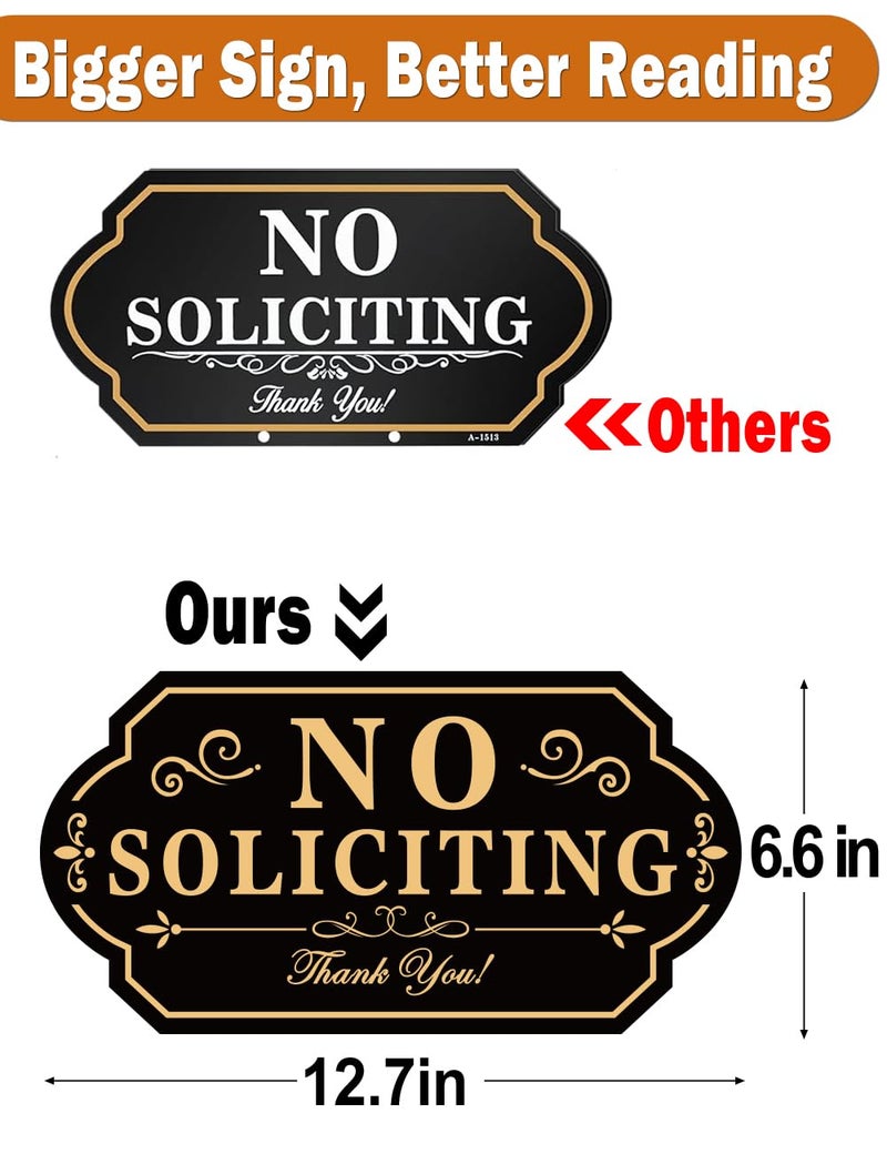 Multiwins No Soliciting Sign for House with Stake - Adjustable Height - 12.7 x 6.6 Inch/36 Inch High - 50-mil Thick Aluminum -Metal No Soliciting Yard Sign for Home/Front Door and Business (White-01) - Image 2