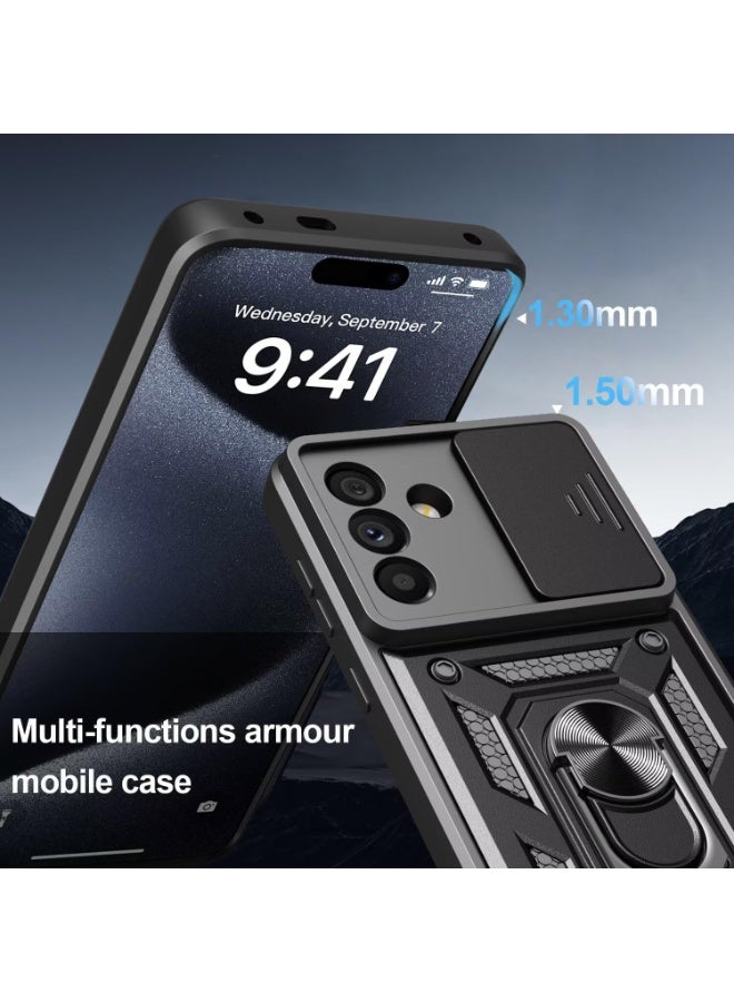 Phone Case Shockproof for itel S26 ULTRA 4G ,Military Armor Protection with Slide Camera Cover Ring Holder Stand,Shockproof Kickstand Case - Image 2