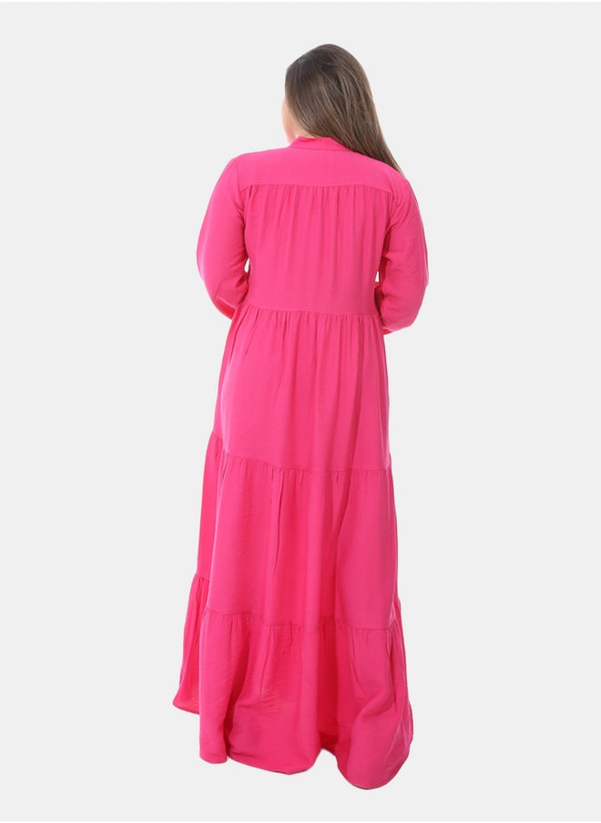 Generic Women's linen dress - Fuchsia  - Image 3