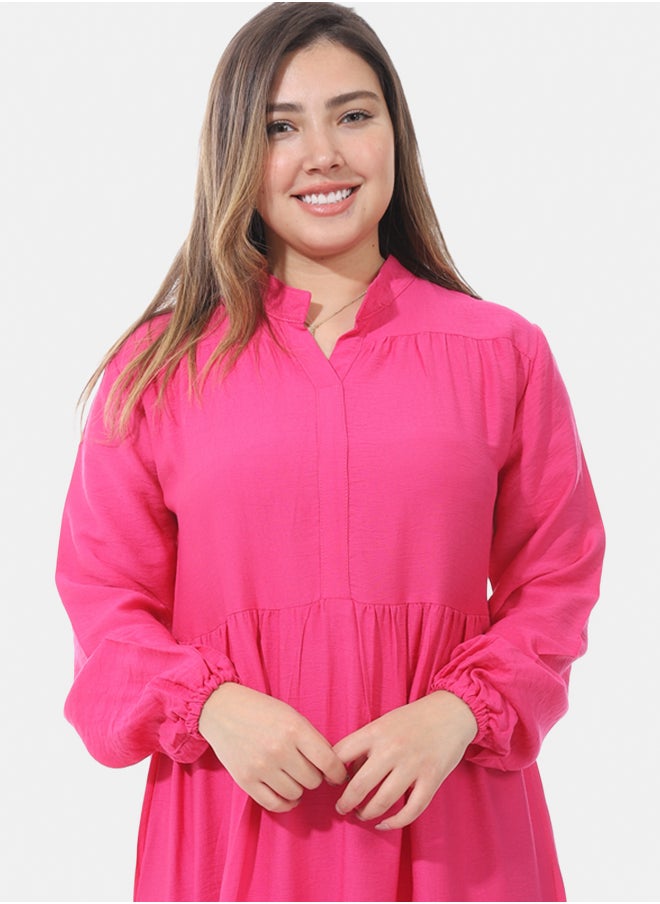 Generic Women's linen dress - Fuchsia  - Image 4