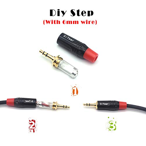 SiYear 3-Pole 3.5mm Stereo Headphone Jack Male Plug Repair Replacement Solder Adapter, 3.5mm (1/8inch) Solder Type DIY Audio Cable Connector(2PACK) - Image 3