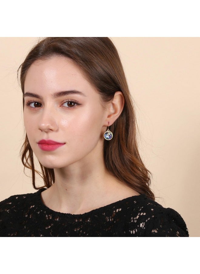 BONALUNA Boho Gold Colorful Abalone Shell Small Circle Dangle Drop Earrings For Women  - Image 3