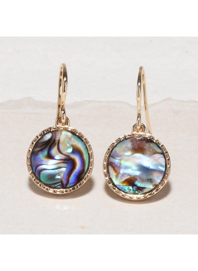 BONALUNA Boho Gold Colorful Abalone Shell Small Circle Dangle Drop Earrings For Women  - Image 4
