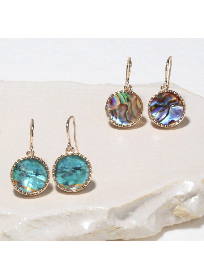 BONALUNA Boho Gold Colorful Abalone Shell Small Circle Dangle Drop Earrings For Women  - Image 5