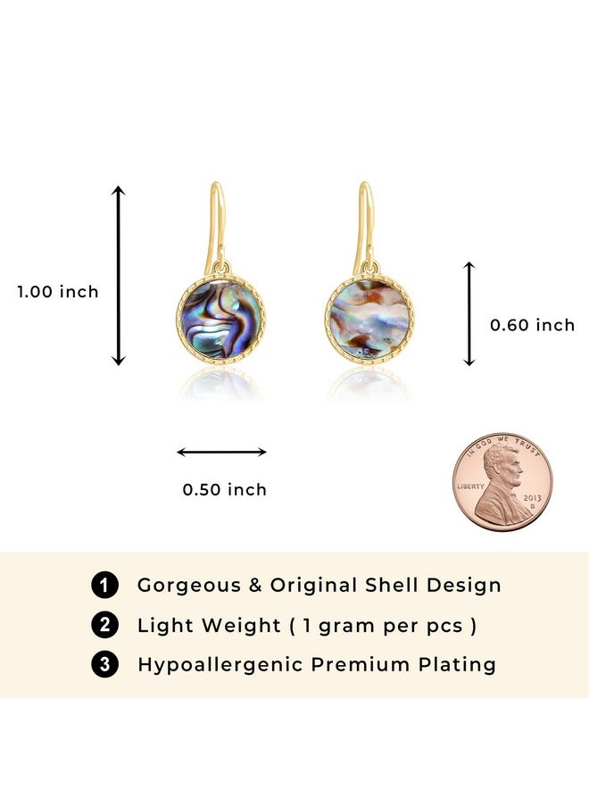 BONALUNA Boho Gold Colorful Abalone Shell Small Circle Dangle Drop Earrings For Women  - Image 2