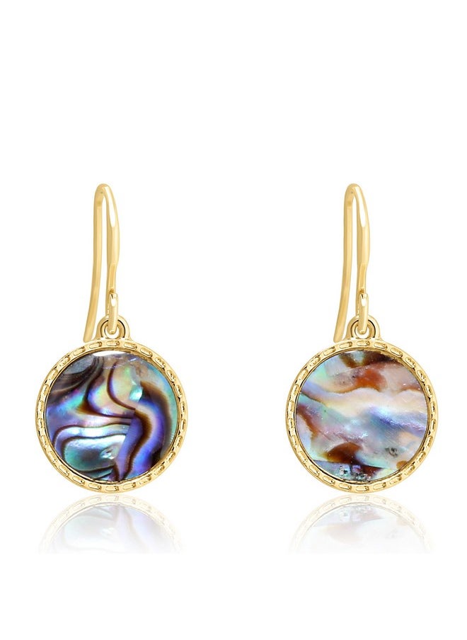 BONALUNA Boho Gold Colorful Abalone Shell Small Circle Dangle Drop Earrings For Women  - Image 1