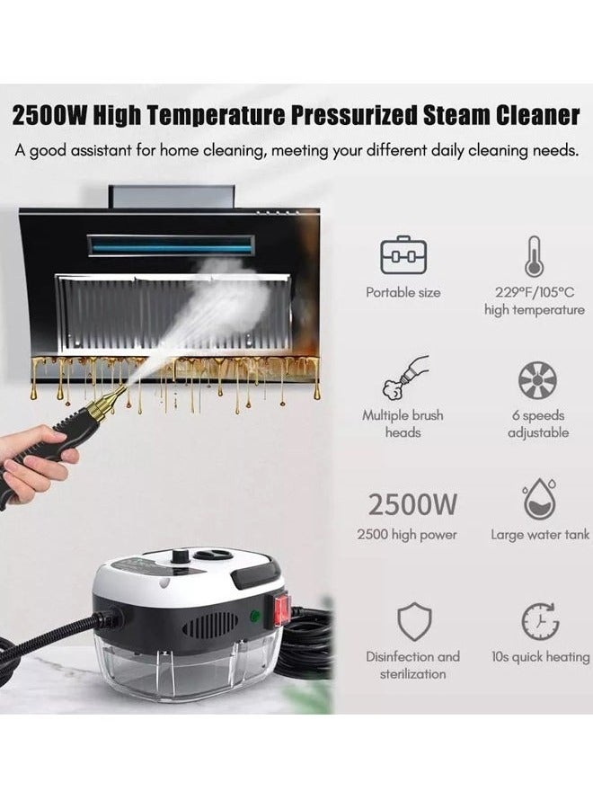 Bukela The handheld steam cleaner is equipped with a 2500W motor that provides high-pressure, high-temperature steam for powerful cleaning. Equipped with an extended nozzle and brush head, it heats up quickly, making it ideal for cleaning air conditioners, kitchens, and more. - Image 4