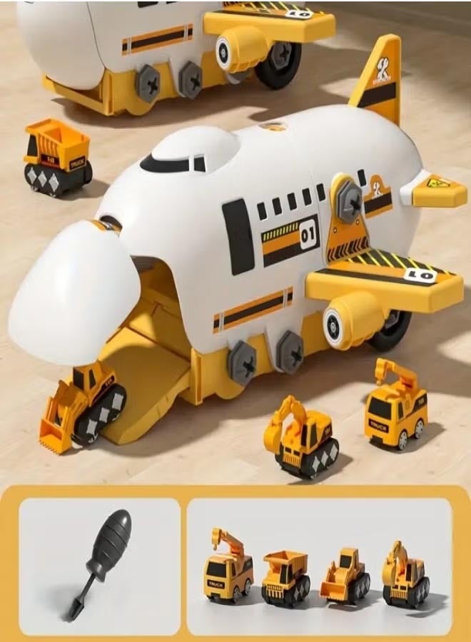XiuWoo Aircraft Toy Set，Transformation Aircraft Toy Set, Transport Cargo Airplane Car Game Set, Puzzle Toys Simulation For Children, Multifunctional Theme Plane, Model Fricton Powered Airplane with Mini Cars, Great Gift for Boys and Girls - Image 3