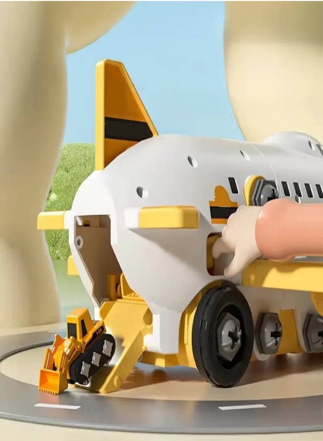 XiuWoo Aircraft Toy Set，Transformation Aircraft Toy Set, Transport Cargo Airplane Car Game Set, Puzzle Toys Simulation For Children, Multifunctional Theme Plane, Model Fricton Powered Airplane with Mini Cars, Great Gift for Boys and Girls - Image 4
