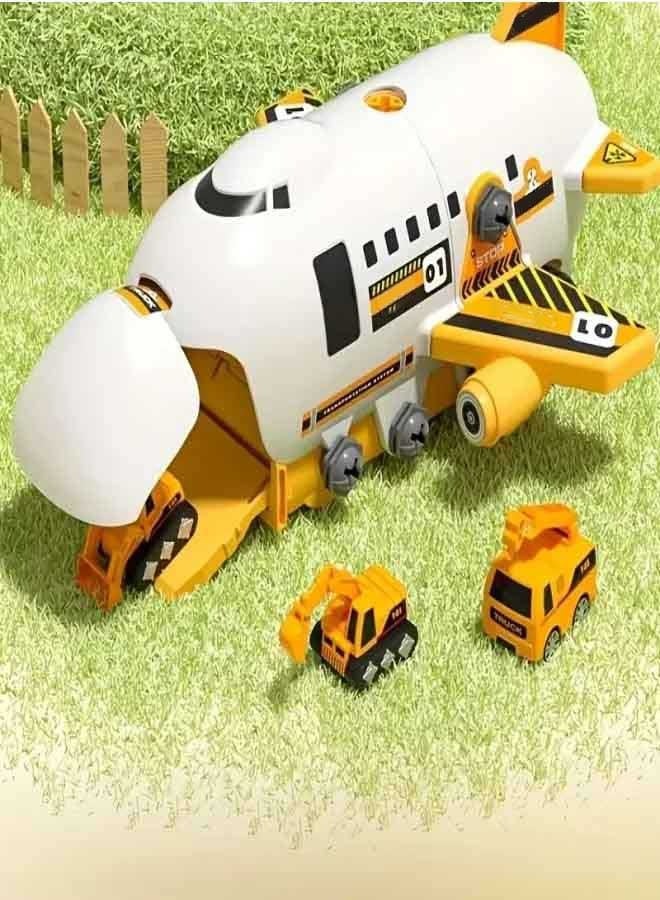 XiuWoo Aircraft Toy Set，Transformation Aircraft Toy Set, Transport Cargo Airplane Car Game Set, Puzzle Toys Simulation For Children, Multifunctional Theme Plane, Model Fricton Powered Airplane with Mini Cars, Great Gift for Boys and Girls - Image 5