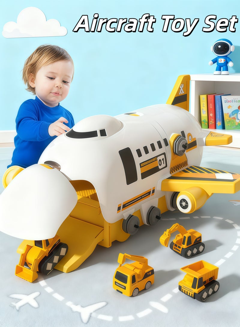 XiuWoo Aircraft Toy Set，Transformation Aircraft Toy Set, Transport Cargo Airplane Car Game Set, Puzzle Toys Simulation For Children, Multifunctional Theme Plane, Model Fricton Powered Airplane with Mini Cars, Great Gift for Boys and Girls - Image 1