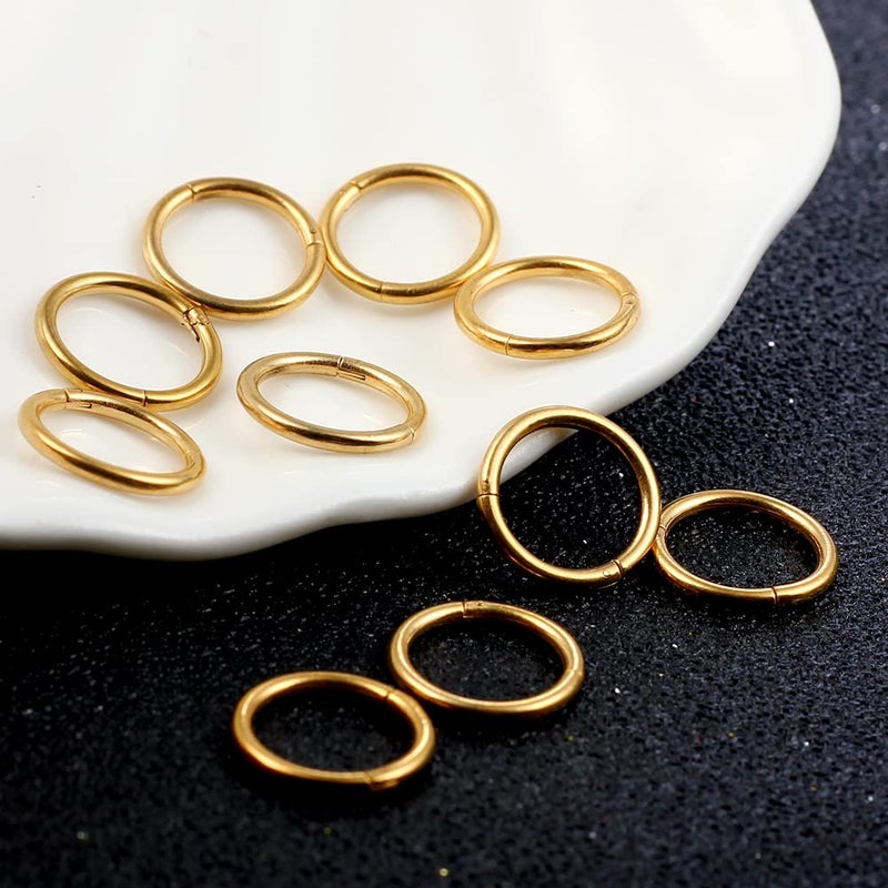 Earblity 10 PCS 16g*0g Gold Ear Gauges Ear Rings Stacks Ear Plugs Tunnels Hypoallergenic 316L Stainless Steel Nose Nipple Lip Body Piercing Jewelry - Image 3