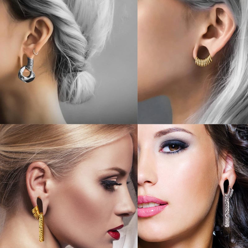 Earblity 10 PCS 16g*0g Gold Ear Gauges Ear Rings Stacks Ear Plugs Tunnels Hypoallergenic 316L Stainless Steel Nose Nipple Lip Body Piercing Jewelry - Image 2