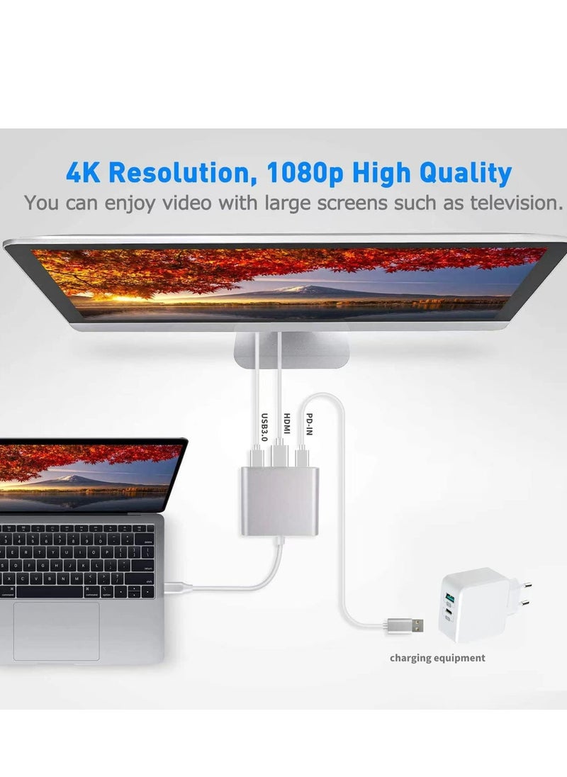 Oasisgalore USB C to HDMI Adapter - 4K Multiport AV Converter for MacBook Pro/Air, iPad Pro - With USB C, USB 3.0 and HDMI Ports  - Image 2