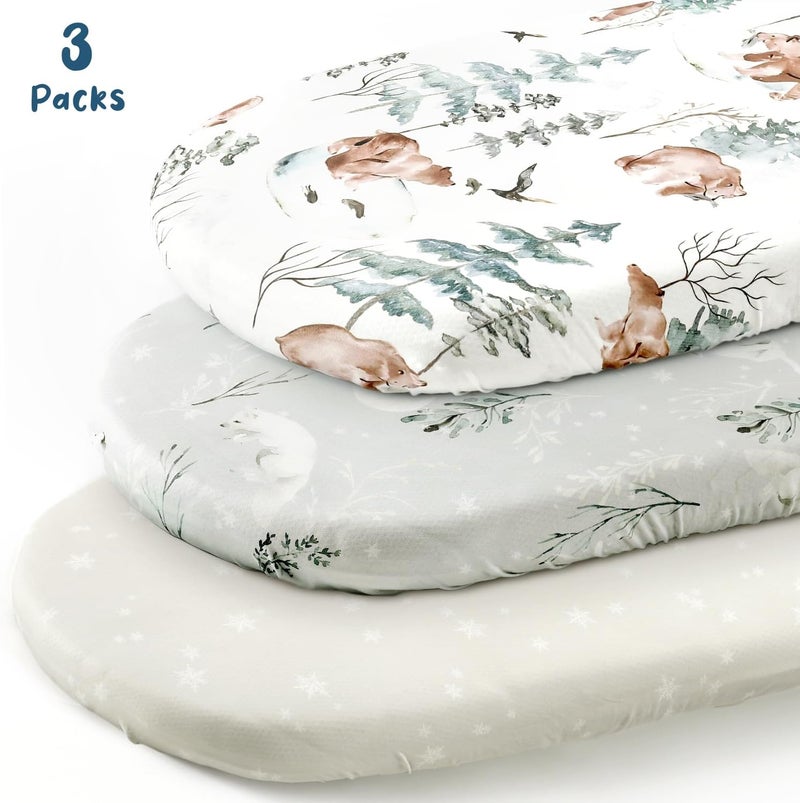 GRSSDER Stretchy Ultra Soft Fitted Bassinet Sheet Set 3 Pack - Image 2