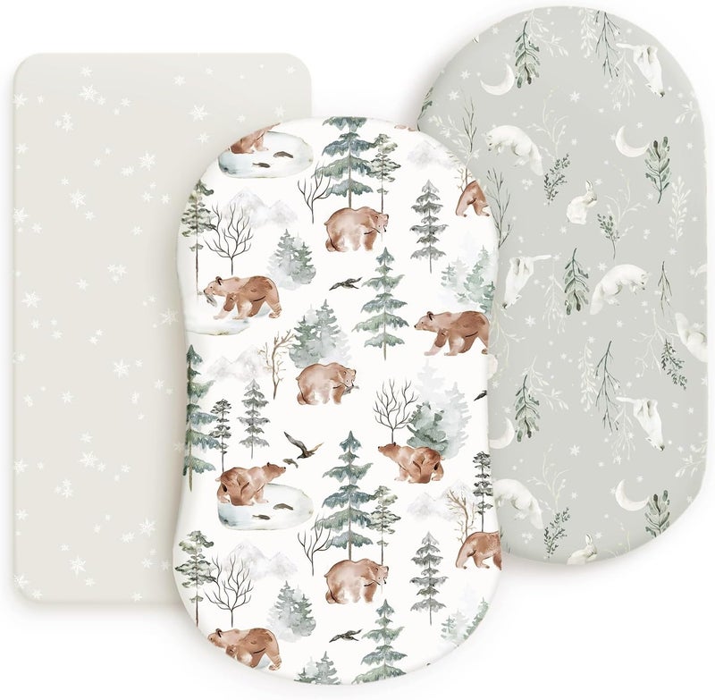 GRSSDER Stretchy Ultra Soft Fitted Bassinet Sheet Set 3 Pack - Image 1
