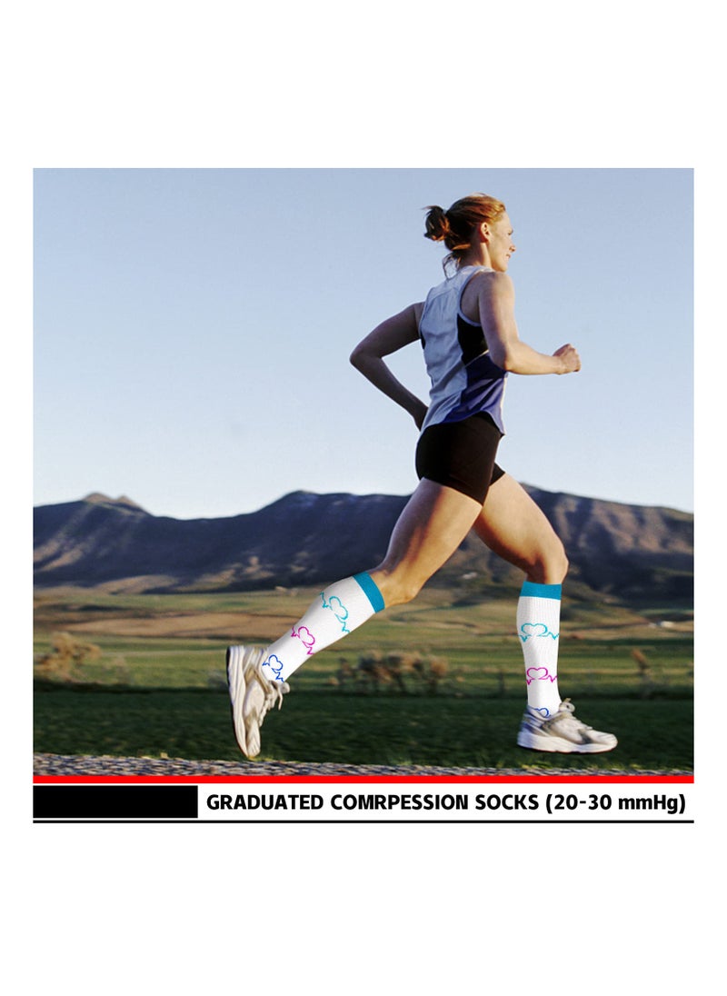 KASTWAVE Compression Socks, 4 Pairs for Women and Men, 20-30 mmHg is Best for Athletic, Travel, Running, Fitness, Reduce Calf Pain Faster Recovery(4 Colors) L/XL  - Image 4