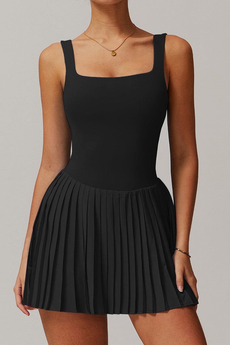 SVL Padel & Tennis Dress with Built-In Bra & Shorts & Pocket - Black - SVL - Image 1
