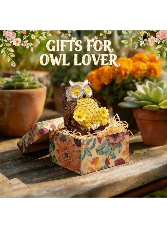 LIULO TOOL Light Up Owl on Chair Garden Sculpture, LED Solar Powered Owl Lying on The Chair Centerpiece, Cute Figurine Statue for Home Fireplace Outdoor Collection Decoration, 6x4.5x3.3 in - Image 4