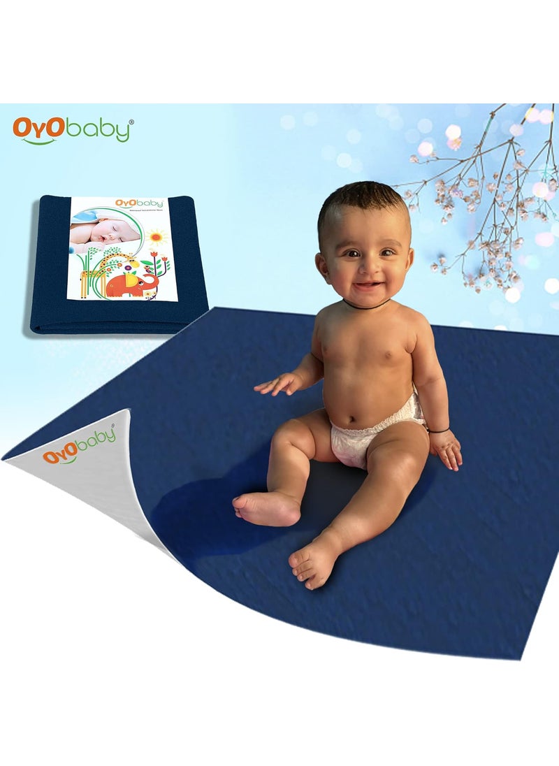 OYO BABY - OYO BABY - Waterproof Baby Bed Protector Dry Sheets for New Born Babies - Reusable Mats - Cot & Bassinet Gift Pack -Small 70x50-(Grey + Royal Blue) - Image 1