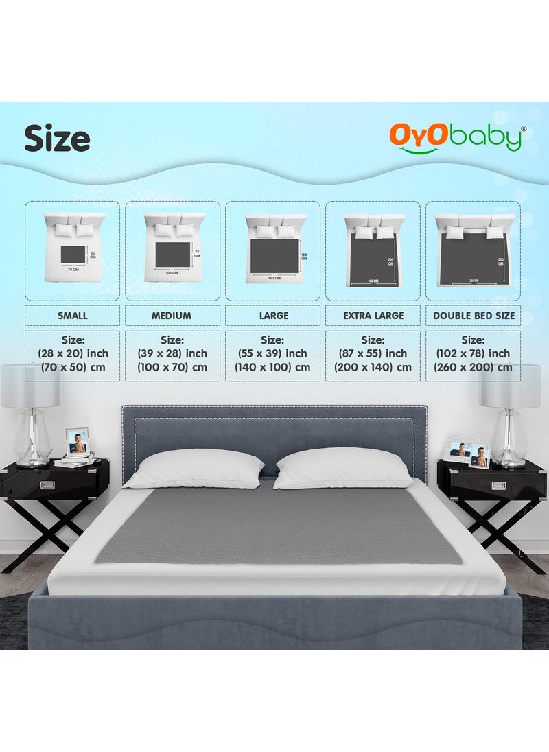 OYO BABY - OYO BABY - Waterproof Baby Bed Protector Dry Sheets for New Born Babies - Reusable Mats - Cot & Bassinet Gift Pack -Small 70x50-(Grey + Royal Blue) - Image 1