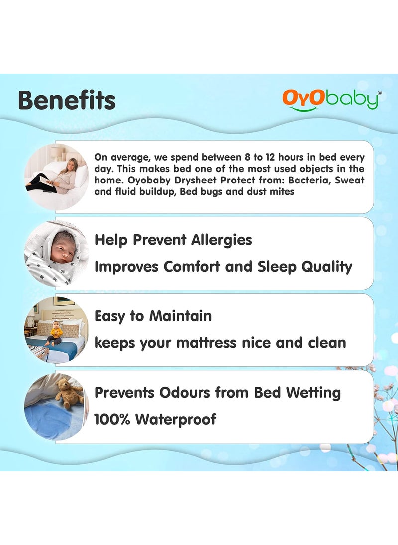 OYO BABY - OYO BABY - Waterproof Baby Bed Protector Dry Sheets for New Born Babies - Reusable Mats - Cot & Bassinet Gift Pack -Small 70x50-(Grey + Royal Blue) - Image 1