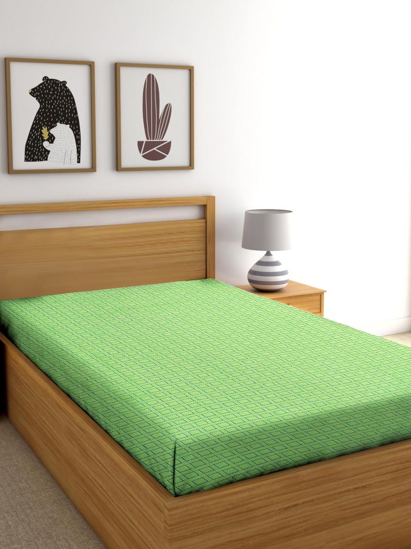 RANGBHAR Handloom Cotton Single Bedsheet Without Pillow Covers, Woven Checkered Bedcover, 60 x 90 inch, Green Box - Image 2