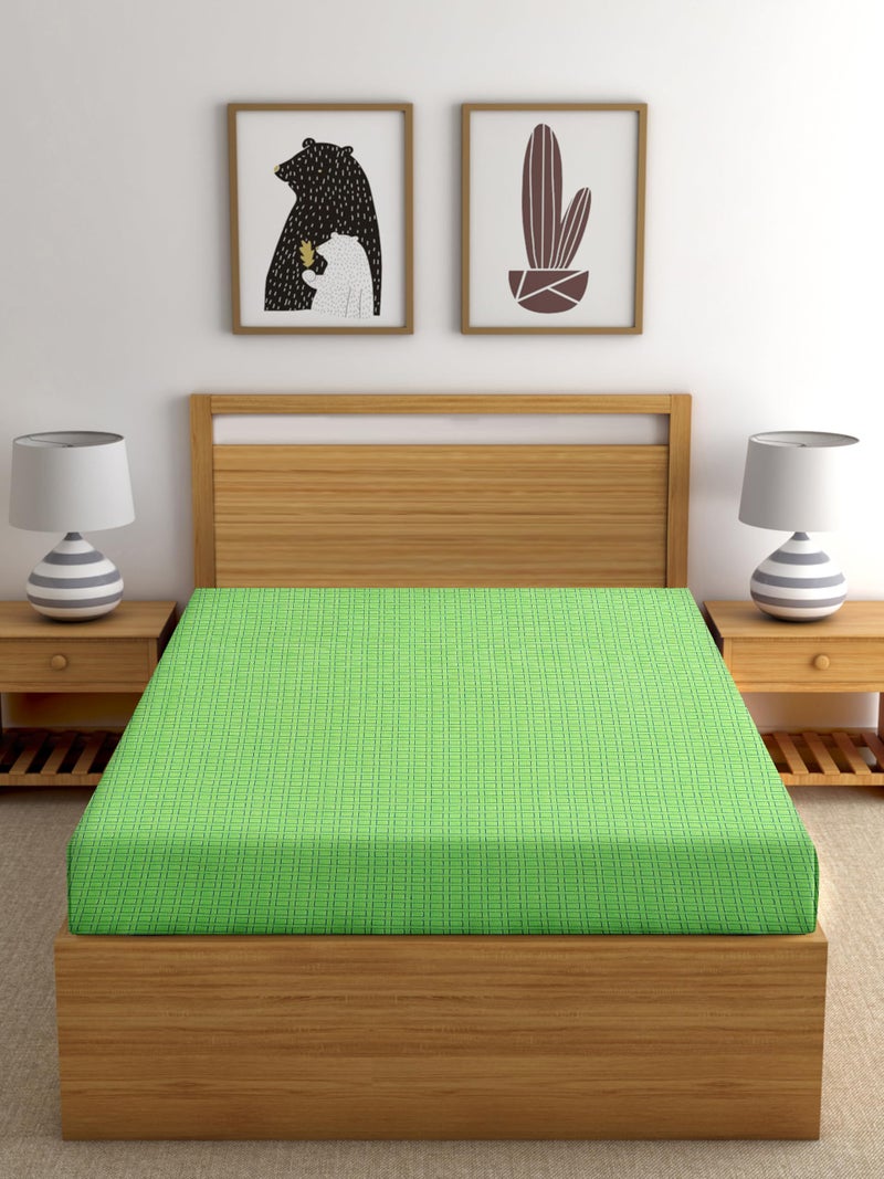 RANGBHAR Handloom Cotton Single Bedsheet Without Pillow Covers, Woven Checkered Bedcover, 60 x 90 inch, Green Box - Image 5