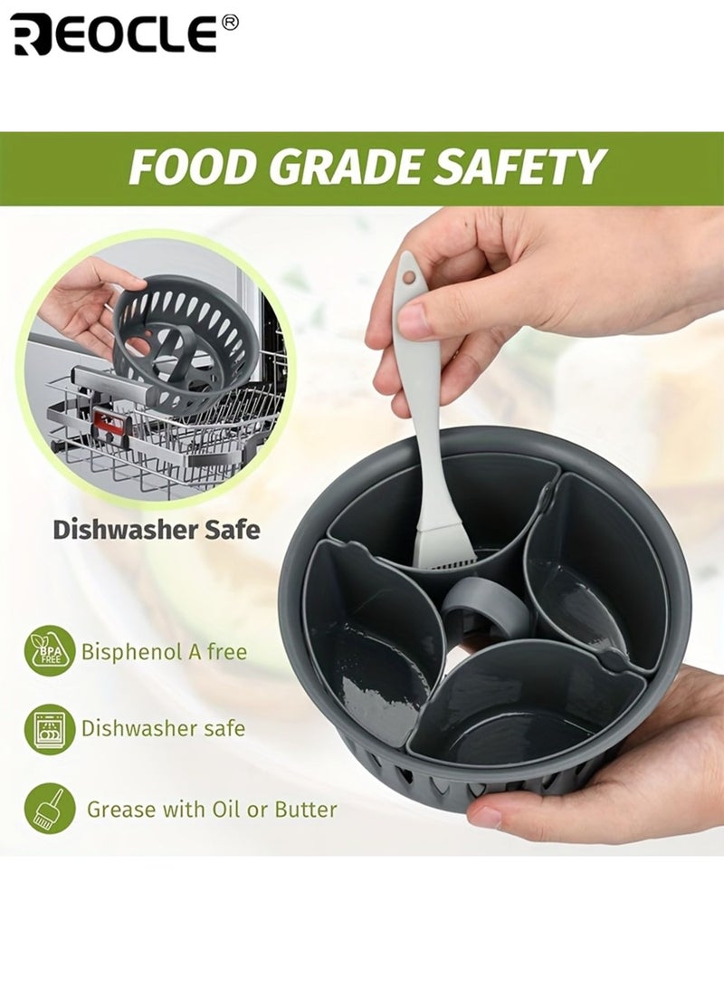 REOCLE 2-in-1 Egg Poacher and Holder Non-Stick PC Material Steamer Insert with Lid Kitchen Gadget Perfect for Poached Steamed Boiled Eggs - Image 4