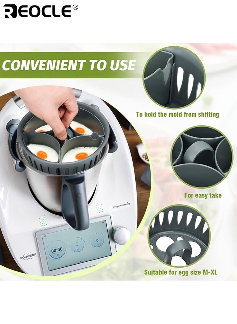 REOCLE 2-in-1 Egg Poacher and Holder Non-Stick PC Material Steamer Insert with Lid Kitchen Gadget Perfect for Poached Steamed Boiled Eggs - Image 5