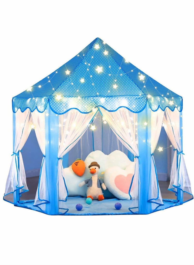 MIXDE Princess Castle Tent for Girls Boys for Girls Boys with LED Star Lights Gift for Children Toddlers Indoor and Outdoor Games Princess Tent 55x53 inch - Image 1