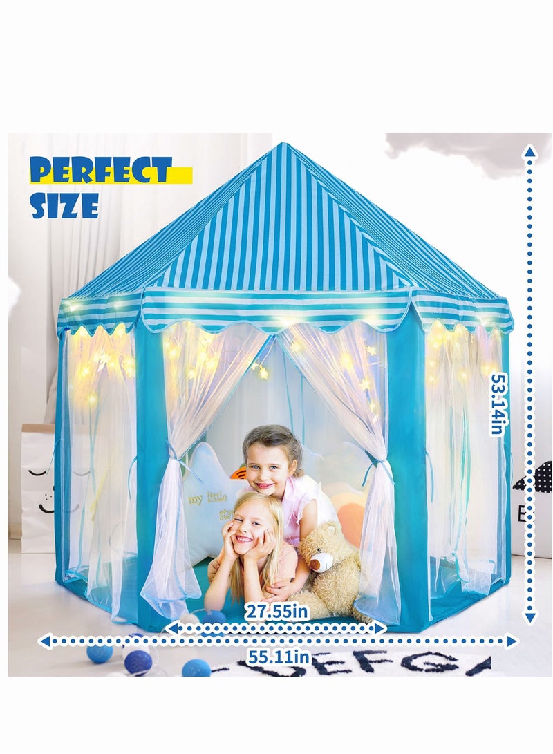 MIXDE Princess Castle Tent for Girls Boys for Girls Boys with LED Star Lights Gift for Children Toddlers Indoor and Outdoor Games Princess Tent 55x53 inch - Image 2