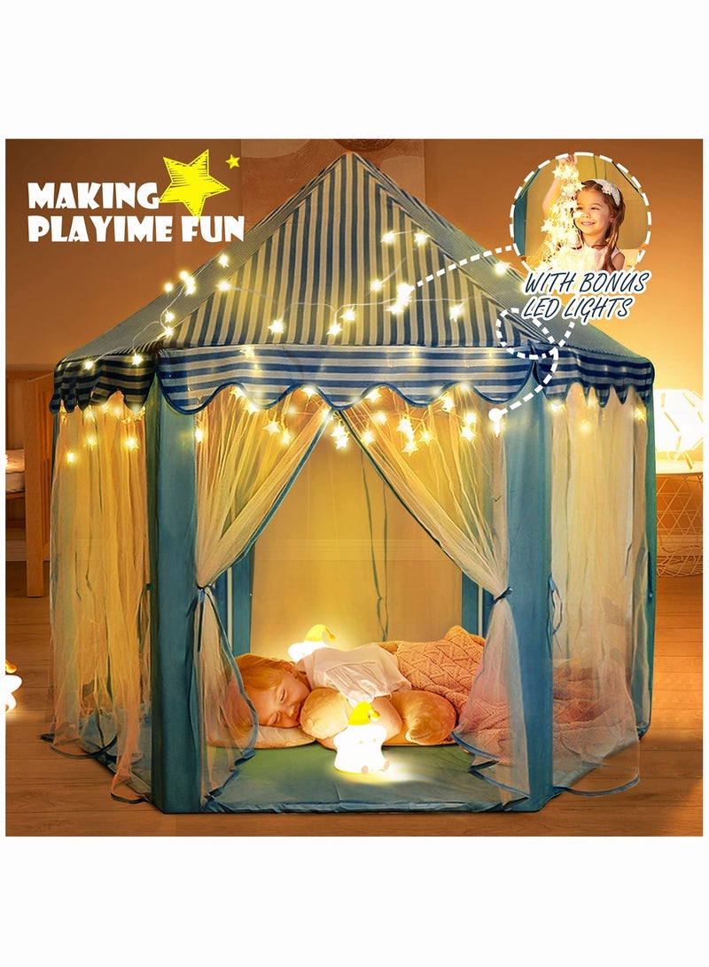 MIXDE Princess Castle Tent for Girls Boys for Girls Boys with LED Star Lights Gift for Children Toddlers Indoor and Outdoor Games Princess Tent 55x53 inch - Image 5