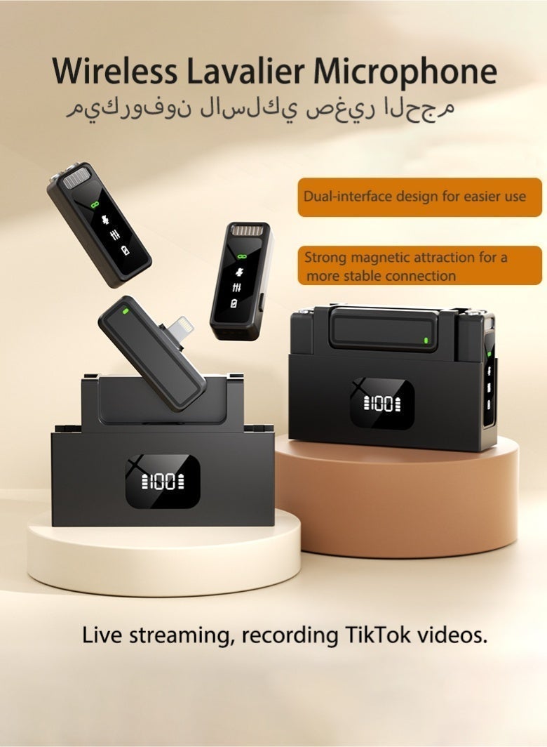 كوراكس Wireless Lavalier Microphone 2.4GHz Dual Mic System, Plug & Play Noise Cancelling Mini Mic with 2 Transmitters, Compatible with iPhone & Android, Ideal for Vlog, TikTok, YouTube, Live Streaming & Interviews - Image 2