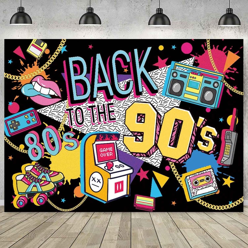 sensfun Back to The 80s 90s Backdrop Hip Hop Graffitti I Love The 80's 90's Photo Backdrops for Adults Birthday Party Decoration Retro Disco Music Rock Themed Party Photoshoot Background 7x5ft - Image 1