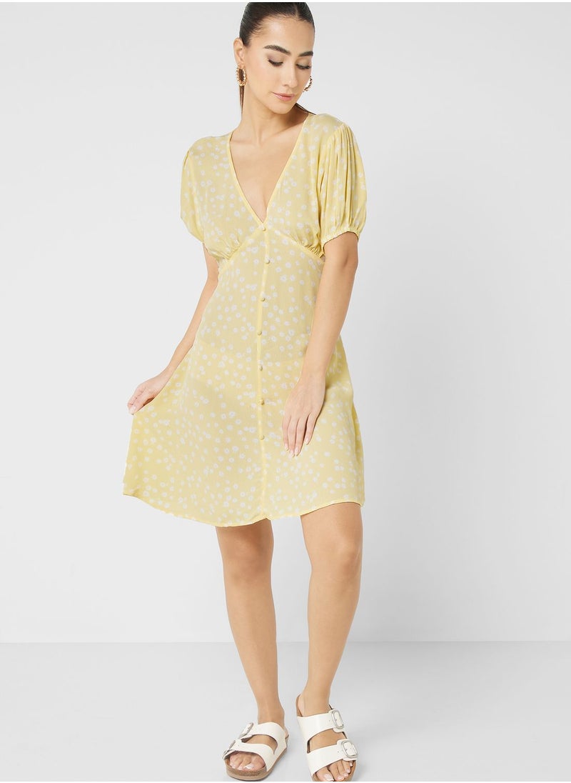 Cotton On - Pleated V-Neck Dress - Image 1