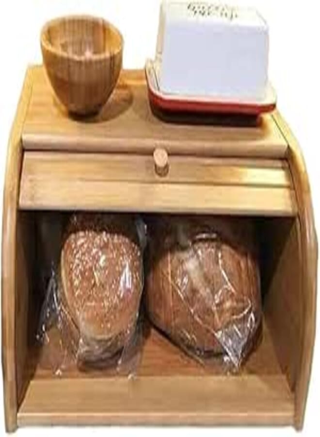 Premium Bread Keeper From Pomegranate Beech Wood - Modern Design And Practical Size (38x18x27cm) To Keep The Freshness Of Bread And Pastries With High Quality And Durability | From Generic