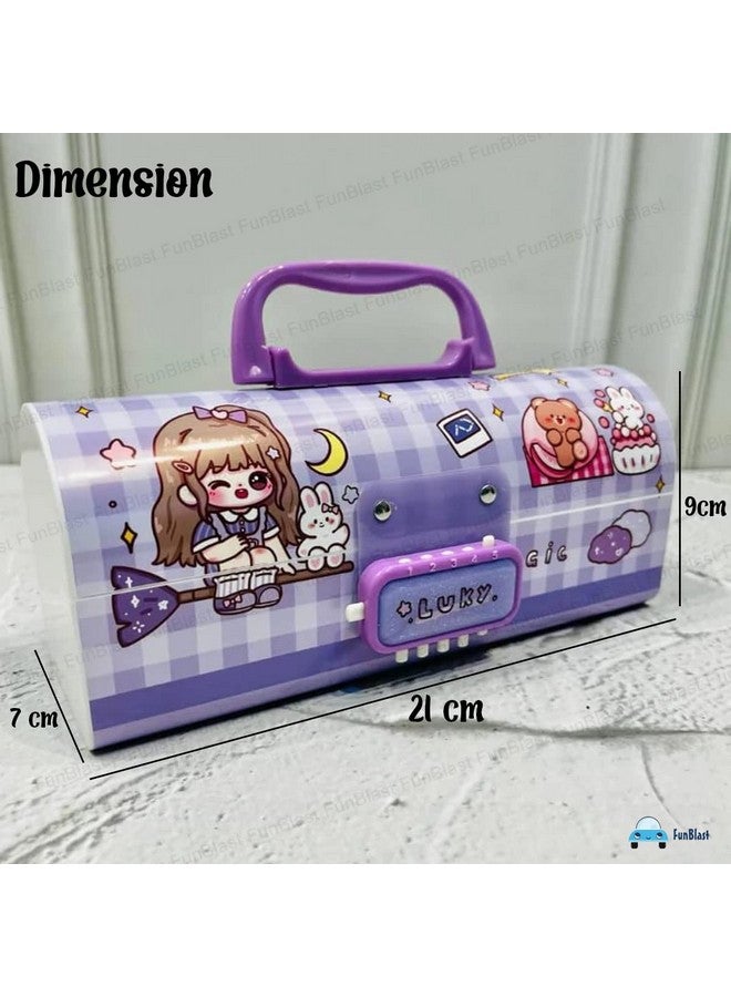 فنبلاست علبة أقلام وأقلام رصاص من FunBlast Kids على شكل حقيبة سفر مع قفل بكلمة مرور، علبة أقلام رصاص متعددة الطبقات للأطفال، الأولاد، البنات، حافظة تنظيم القرطاسية للأطفال، هدية إرجاع للأطفال (محظوظة، بلاستيك، متعدد الألوان) - Image 4