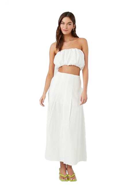 Pleated A-Line Maxi Skirt