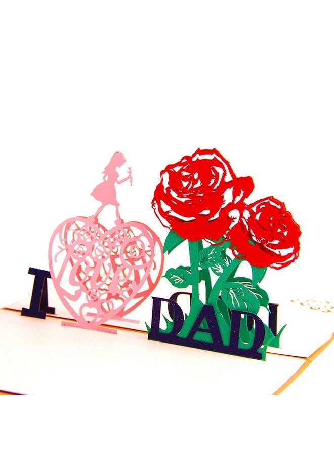 ENJOYPRO Floral Father'S Day Card 3D Pop Up Train Greeting Card I Love You Dad Pack Of 1 - Image 2