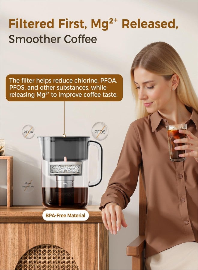 Waterdrop PT-10 Cold Brew Coffee Maker with 1 Magnesium Water Filter for Well-Balanced Acidity, Unlocks Aroma, BPA-Free Cold Brew Pitcher, Stainless Steel Filter for Iced Coffee, Tea, Lemonade, Black - Image 2