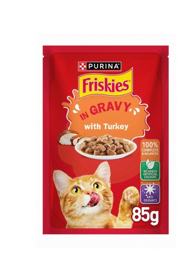 PURINA Friskies Wet Cat Food with Turkey in Gravy - colorants free 85g 