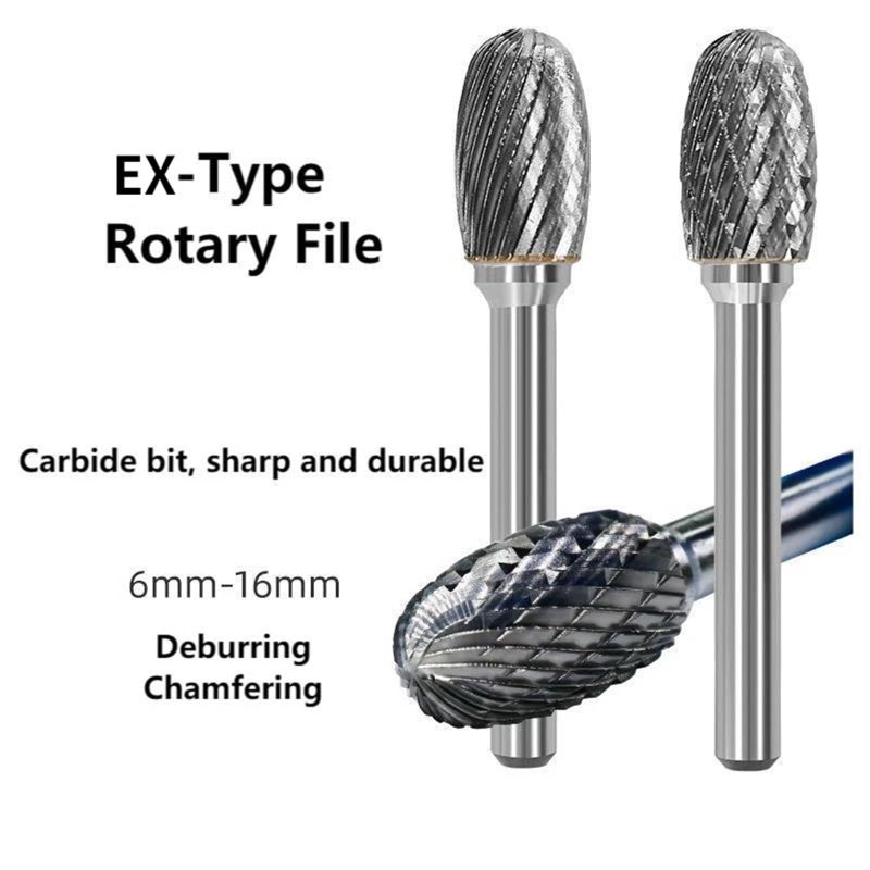 EX1625M06 Tungsten Steel Alloy Rotary File Wood Carving Grinding Head Tool - Image 4