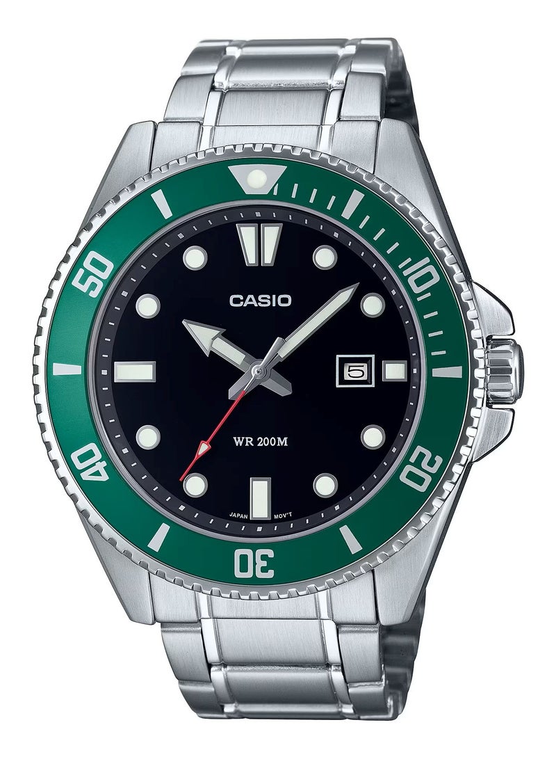 CASIO Analog Quartz Black Dial Stainless Steel Men's Watch MDV-107D-3AVDF - Image 1