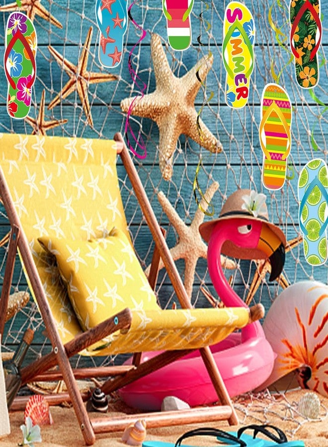 burgleda Hawaiian Summer-Luau Birthday Party-Decorations Supplies - 14pcs Pool Beach Flip Flop Slippers Hanging Swirl Banner,Tropical Tiki Tissue Streamers Garland,Office Outdoor Backdrop Decor Burgleda - Image 4