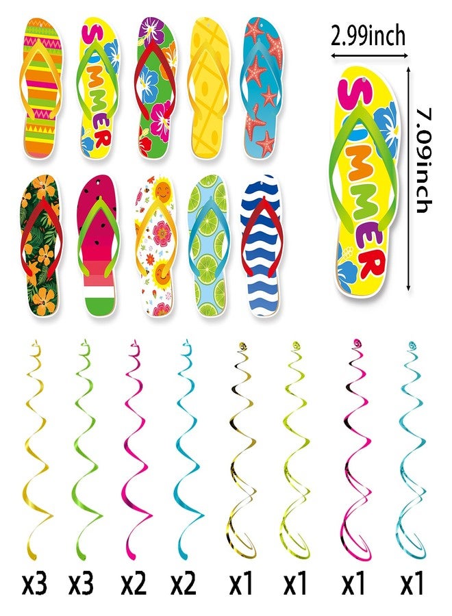 burgleda Hawaiian Summer-Luau Birthday Party-Decorations Supplies - 14pcs Pool Beach Flip Flop Slippers Hanging Swirl Banner,Tropical Tiki Tissue Streamers Garland,Office Outdoor Backdrop Decor Burgleda - Image 2