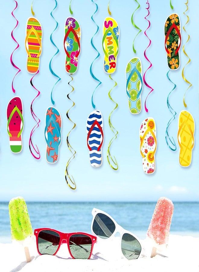 burgleda Hawaiian Summer-Luau Birthday Party-Decorations Supplies - 14pcs Pool Beach Flip Flop Slippers Hanging Swirl Banner,Tropical Tiki Tissue Streamers Garland,Office Outdoor Backdrop Decor Burgleda - Image 5