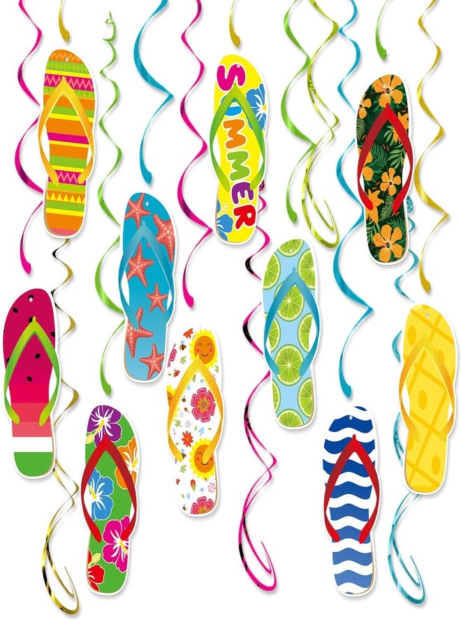 burgleda Hawaiian Summer-Luau Birthday Party-Decorations Supplies - 14pcs Pool Beach Flip Flop Slippers Hanging Swirl Banner,Tropical Tiki Tissue Streamers Garland,Office Outdoor Backdrop Decor Burgleda - Image 1