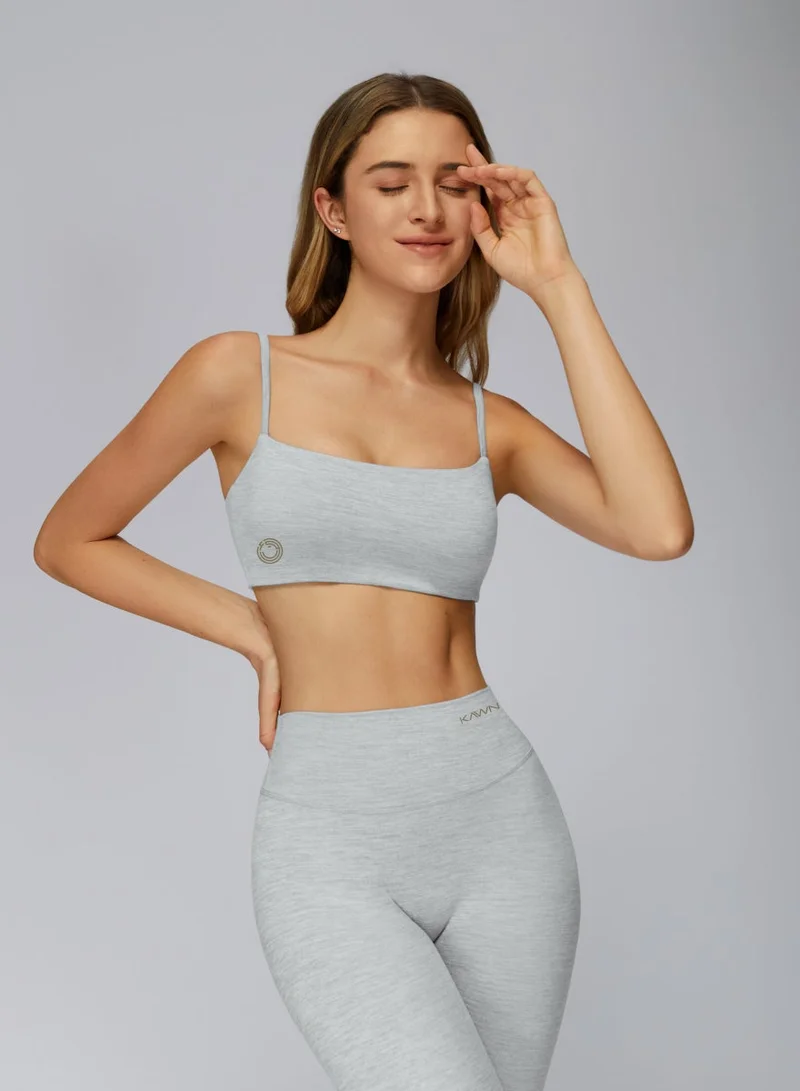 KAWN.YOGA Silver Grey Square Neck Sports Bra for Women | Best Price UAE